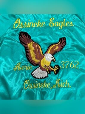 Vintage West Ark USA Made Satin Bomber Jacket Large Eagle Michigan, 3XL